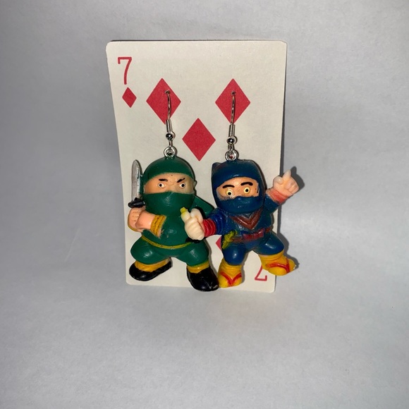 Vintage Jewelry - Vintage 80,s toy ninja earrings